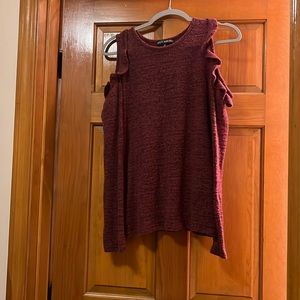 Mixed threads, size small woman’s, long sleeve, bar shoulder, maroon, cozy shirt